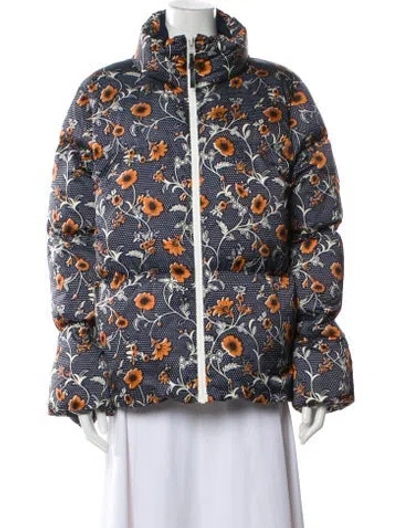 Pre-owned Tory Burch Floral Print Jacket In Blue