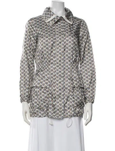 Pre-owned Tory Burch Floral Print Jacket In White