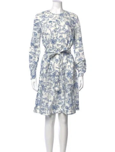 Pre-owned Tory Burch Floral Print Knee-length Dress In Blue
