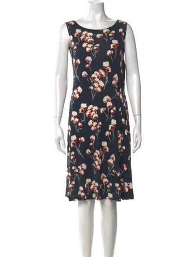 Pre-owned Tory Burch Floral Print Knee-length Dress In Blue