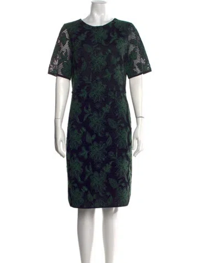 Pre-owned Tory Burch Floral Print Knee-length Dress In Blue