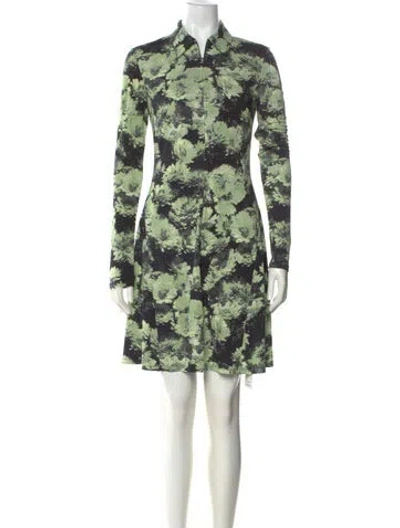 Pre-owned Tory Burch Floral Print Knee-length Dress In Green