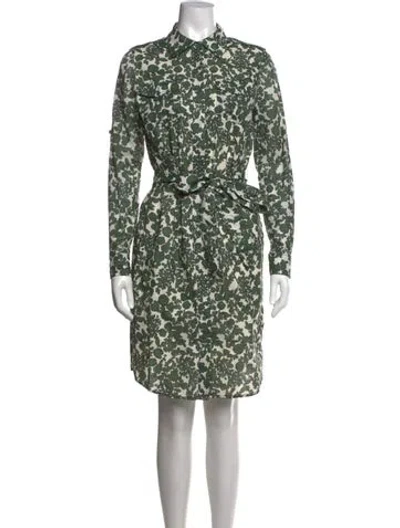 Pre-owned Tory Burch Floral Print Knee-length Dress In Green