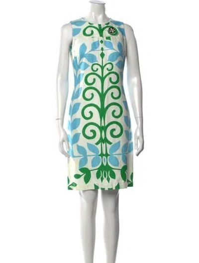 Pre-owned Tory Burch Floral Print Knee-length Dress In Multi