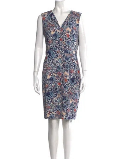 Pre-owned Tory Burch Floral Print Knee-length Dress In Multi