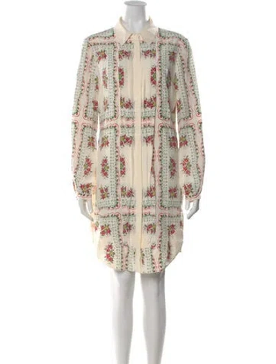 Pre-owned Tory Burch Floral Print Knee-length Dress In Neutral