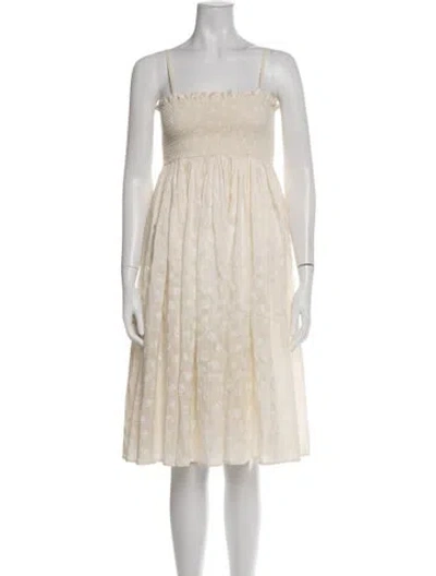 Pre-owned Tory Burch Floral Print Knee-length Dress In Neutral
