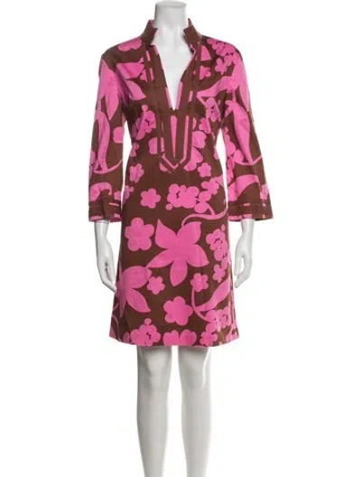 Pre-owned Tory Burch Floral Print Knee-length Dress In Pink