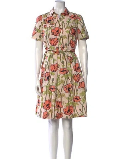 Pre-owned Tory Burch Floral Print Knee-length Dress In Pink