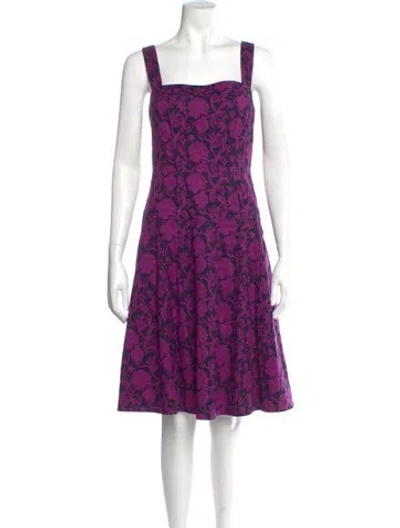 Pre-owned Tory Burch Floral Print Knee-length Dress In Purple