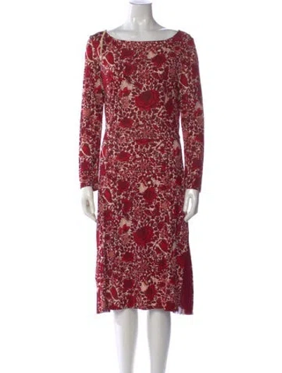 Pre-owned Tory Burch Floral Print Knee-length Dress In Red
