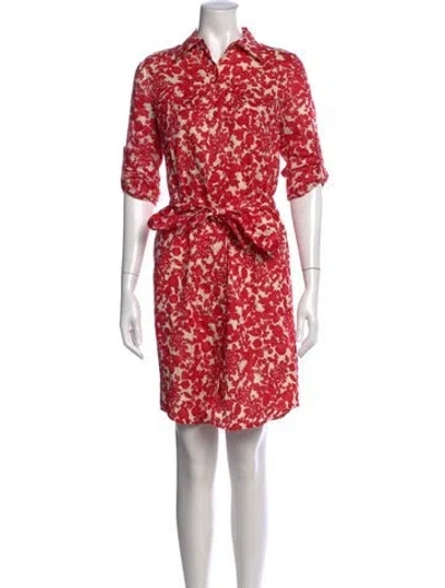 Pre-owned Tory Burch Floral Print Knee-length Dress In Red