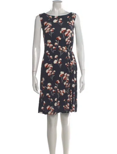 Pre-owned Tory Burch Floral Print Knee-length Dress W/ Tags In Gray