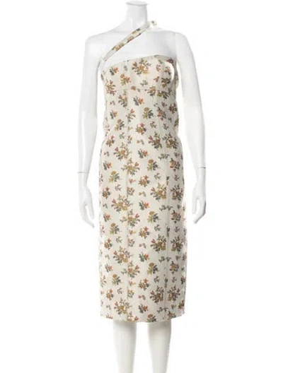 Pre-owned Tory Burch Floral Print Knee-length Dress W/ Tags In Neutral