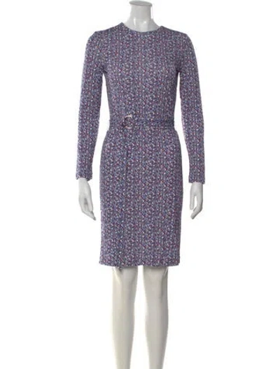 Pre-owned Tory Burch Floral Print Knee-length Dress W/ Tags In Purple