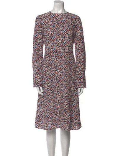 Pre-owned Tory Burch Floral Print Knee-length Dress In White