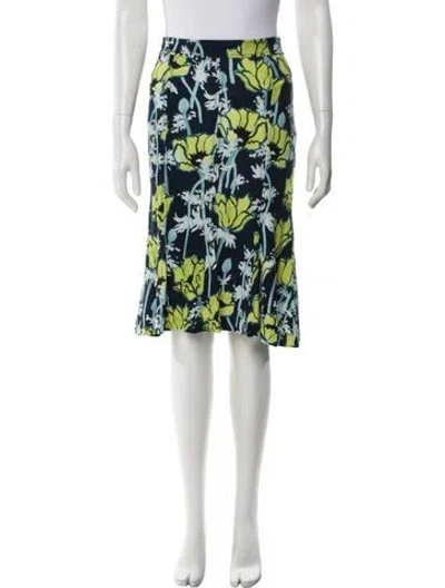 Pre-owned Tory Burch Floral Print Knee-length Skirt In Blue