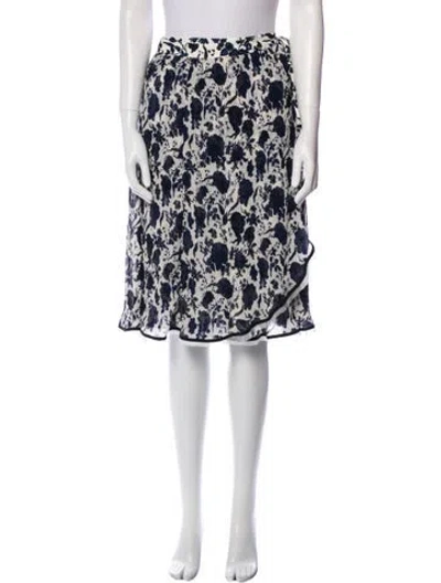 Pre-owned Tory Burch Floral Print Knee-length Skirt In Blue