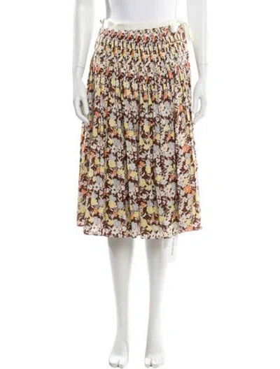 Pre-owned Tory Burch Floral Print Knee-length Skirt In Brown