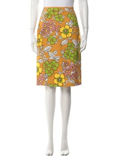 Pre-owned Tory Burch Floral Print Knee-length Skirt In Orange