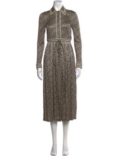 Pre-owned Tory Burch Floral Print Long Dress In Black