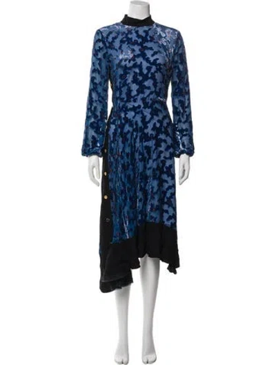 Pre-owned Tory Burch Floral Print Long Dress In Blue