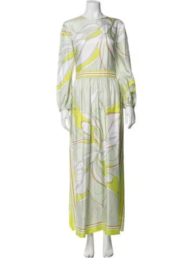 Pre-owned Tory Burch Floral Print Long Dress In Green