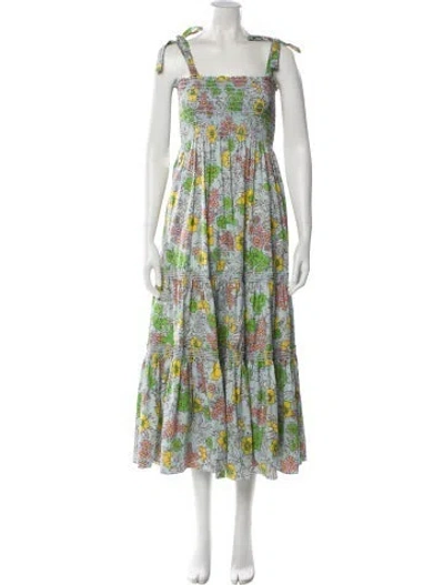 Pre-owned Tory Burch Floral Print Long Dress In Multi