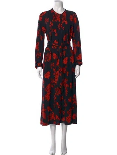 Pre-owned Tory Burch Floral Print Long Dress In Multi