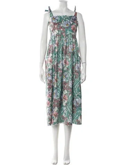 Pre-owned Tory Burch Floral Print Long Dress In Multi