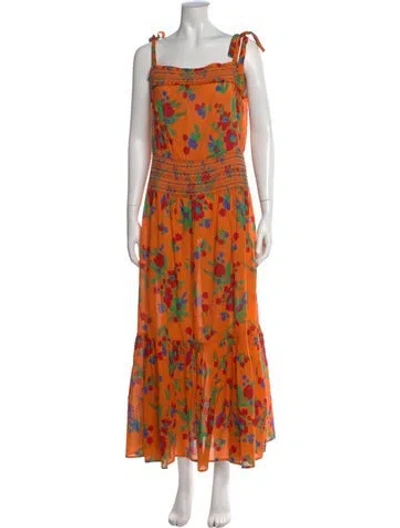 Pre-owned Tory Burch Floral Print Long Dress In Multi