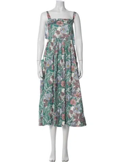 Pre-owned Tory Burch Floral Print Long Dress In Multi