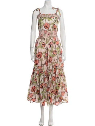 Pre-owned Tory Burch Floral Print Long Dress In Neutral