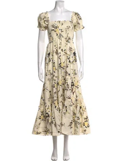 Pre-owned Tory Burch Floral Print Long Dress In Neutral
