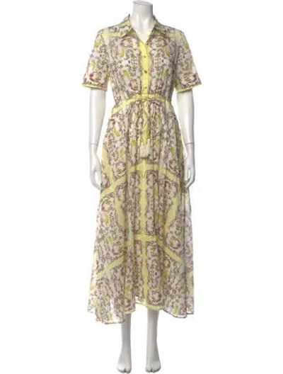 Pre-owned Tory Burch Floral Print Long Dress In Neutral