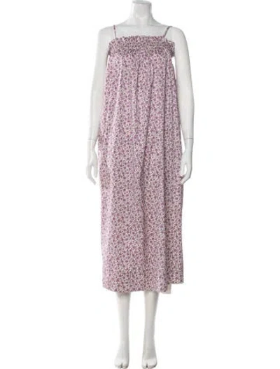 Pre-owned Tory Burch Floral Print Long Dress In Purple