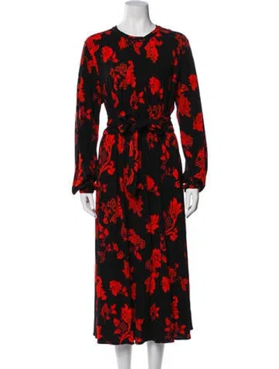 Pre-owned Tory Burch Floral Print Long Dress In Red