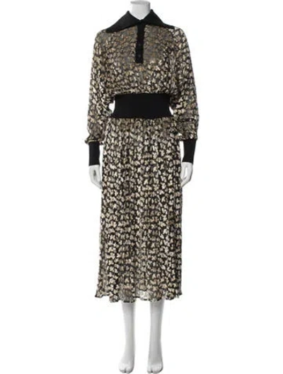 Pre-owned Tory Burch Floral Print Long Dress W/ Tags In Black