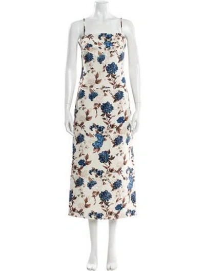 Pre-owned Tory Burch Floral Print Long Dress W/ Tags In Neutral