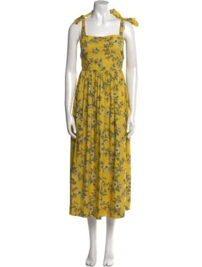 Pre-owned Tory Burch Floral Print Long Dress In Yellow