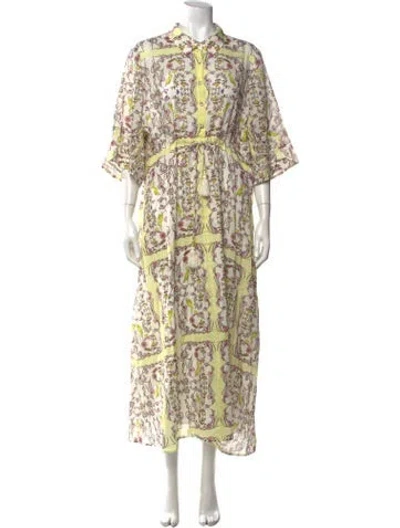 Pre-owned Tory Burch Floral Print Long Dress In Yellow