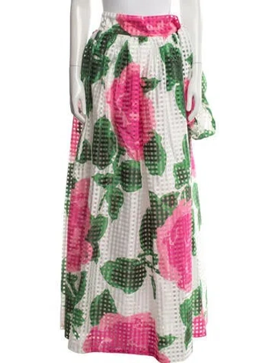 Pre-owned Tory Burch Floral Print Long Skirt In Multi