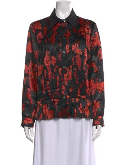 Pre-owned Tory Burch Floral Print Long Sleeve Blouse In Multi