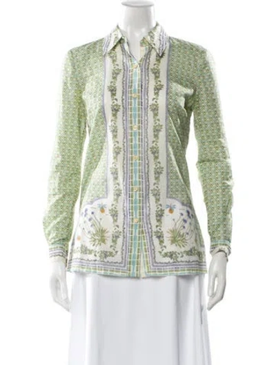 Pre-owned Tory Burch Floral Print Long Sleeve Blouse In Multi