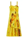 Tory Burch Floral Print Midi Dress In Yellow