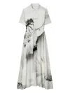 Tory Burch Floral-print Midi Dress In Gray