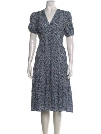 Pre-owned Tory Burch Floral Print Midi Length Dress In Blue