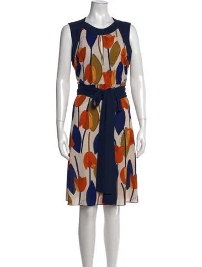 Pre-owned Tory Burch Floral Print Midi Length Dress In Blue