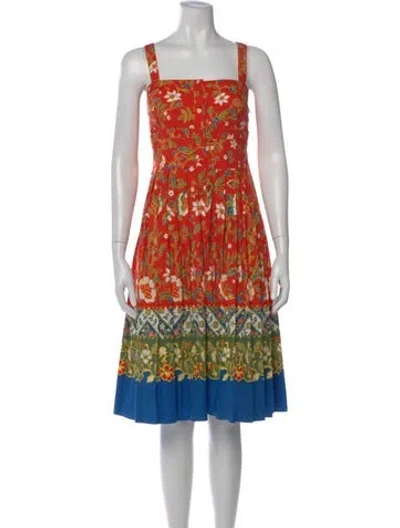 Pre-owned Tory Burch Floral Print Midi Length Dress In Multi