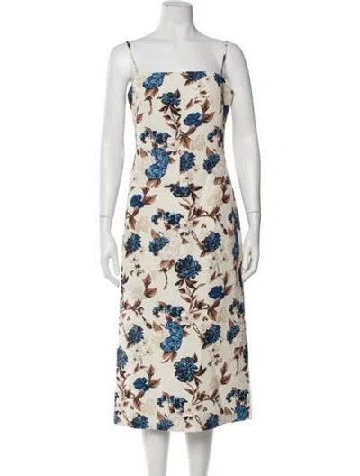 Pre-owned Tory Burch Floral Print Midi Length Dress In Neutral